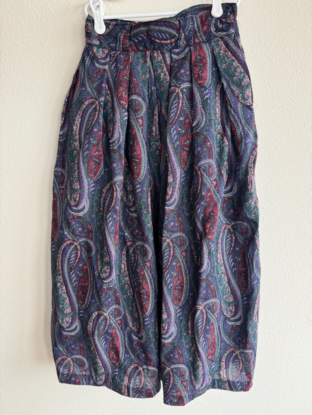 Vintage Scottish Wool Paisley Pleated Skirt